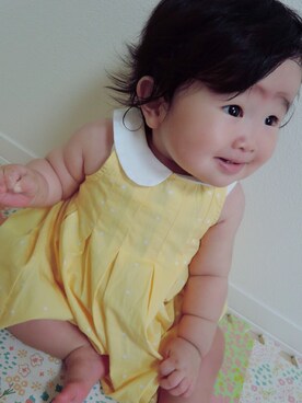 「babyGAP（babyGAP）のアイテム（ワンピース、イエロー系）」を使った、しづくさん（キッズ・80cm）の夏コーディネート