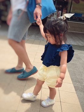 「Birthday（バースデイ）のアイテム（シャツ/ブラウス、ブルー系）」を使った、しづくさん（キッズ・80cm）の夏コーディネート