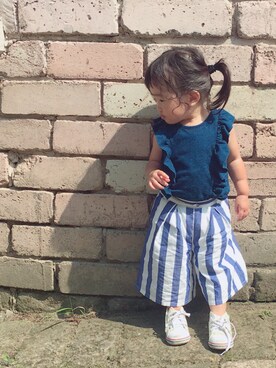 「Birthday（バースデイ）のアイテム（シャツ/ブラウス、ブルー系）」を使った、しづくさん（キッズ・80cm）の夏コーディネート