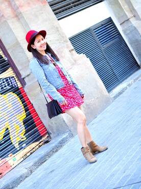 「Abercrombie&Fitch（アバークロンビーアンドフィッチ）のアイテム（デニムジャケット）」を使った、Carolさん（レディース・161cm）の夏コーディネート