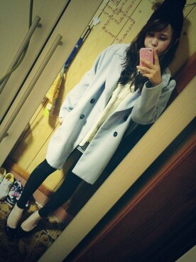 「HERE'S（HERE'S）のアイテム（チェスターコート）」を使った、mina.minさん（メンズ・154cm）の春コーディネート