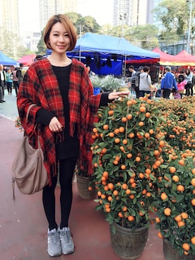 「red」｜「アイテム（チェスターコート）」を使った、Taylor Maさん（レディース・163cm）の冬コーディネート