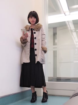 「AS KNOW AS PINKY（アズノゥアズピンキー）のアイテム（ダウンジャケット/コート）」を使った、Taylor Maさん（レディース・163cm）の冬コーディネート