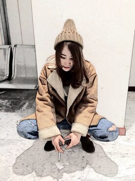 「w closet」｜「アイテム（ダウンジャケット/コート）」を使った、冬妮さん（レディース・167cm）の冬コーディネート