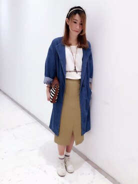 「w closet」｜「アイテム（デニムジャケット）」を使った、冬妮さん（レディース・167cm）の春コーディネート