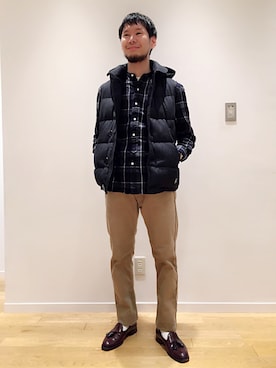 「orcival」｜「アイテム（ダウンベスト）」を使った、kitchen&garden新丸ビル店スタッフさん（メンズ・175cm）の秋コーディネート