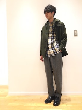 「orcival」｜「アイテム（ピーコート）」を使った、kitchen&garden新丸ビル店スタッフさん（メンズ・180cm）の秋コーディネート