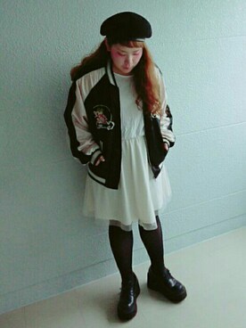 「ぽっちゃりコーデ」｜「アイテム（スタジャン）」を使った、ASAMIさん（レディース・154cm）の冬コーディネート