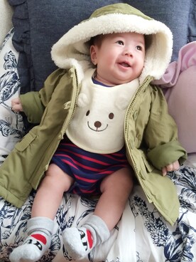 「babyGAP（babyGAP）のアイテム（モッズコート）」を使った、kaeさん（キッズ・60cm）の秋コーディネート