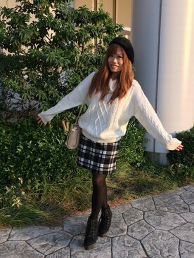 「アンゴラ」｜「アイテム（ハンチング/ベレー帽）」を使った、INGNI（イング）さん（レディース・152cm）の秋コーディネート