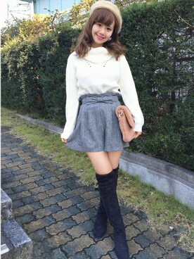 「アンゴラ」｜「アイテム（ハンチング/ベレー帽）」を使った、INGNI（イング）さん（レディース・162cm）の秋コーディネート