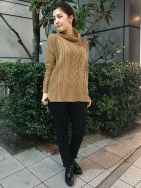 「リラックスパンツ」｜「アイテム（ブーツ）」を使った、INGNI（イング）さん（レディース・155cm）の冬コーディネート