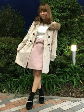 「コクーンスカート」｜「アイテム（ダッフルコート）」を使った、INGNI（イング）さん（レディース・151cm）の冬コーディネート