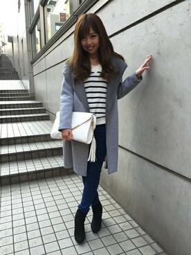 「配色」｜「アイテム（その他アウター）」を使った、INGNI（イング）さん（レディース・157cm）の冬コーディネート