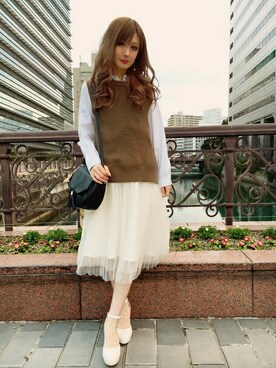「INGNI（イング）の【5/10ヒルナンデスご紹介商品】チェーン柄/スカーフ-2016ＳＳ-（バンダナ/スカーフ）」を使った、INGNI（イング）さん（レディース・158cm）の冬コーディネート