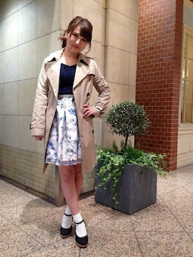 「オーガンジー」｜「アイテム（トレンチコート）」を使った、INGNI（イング）さん（レディース・153cm）の春コーディネート