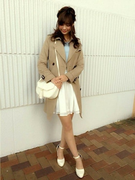 「袖フリル」｜「アイテム（トレンチコート）」を使った、INGNI（イング）さん（レディース・164cm）の春コーディネート