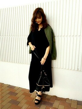 「ウェッジソール」｜「アイテム（MA-1）」を使った、INGNI（イング）さん（レディース・164cm）の春コーディネート