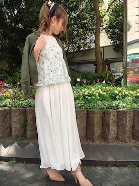 「キャミソール」｜「アイテム（MA-1）」を使った、INGNI（イング）さん（レディース・158cm）の春コーディネート