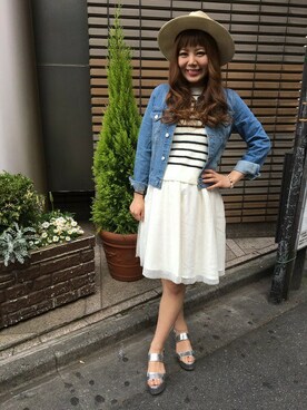 「ウェッジソール」｜「アイテム（デニムジャケット）」を使った、INGNI（イング）さん（レディース・163cm）の春コーディネート