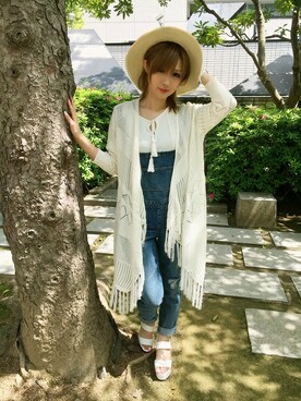「ウェッジソール」｜「アイテム（オールインワン・サロペット）」を使った、INGNI（イング）さん（レディース・158cm）の春コーディネート