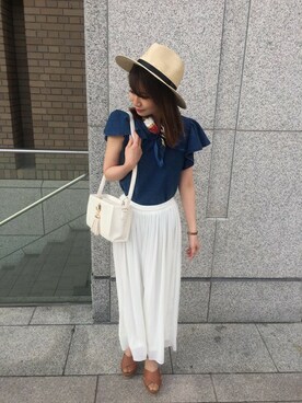 「袖フリル」｜「アイテム（財布/小物）」を使った、INGNI（イング）さん（レディース・157cm）の春コーディネート