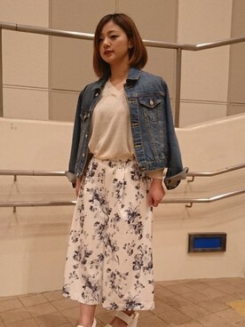 「ウェッジソール」｜「アイテム（デニムジャケット）」を使った、INGNI（イング）さん（レディース・151cm）の春コーディネート