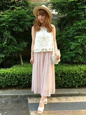 「レースタンク」｜INGNI（イング）さん（レディース・153cm）の夏コーディネート