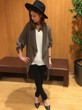 「アイテム（トレンチコート、グリーン系）」を使った、INGNI（イング）さん（レディース・157cm）の夏コーディネート