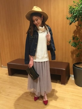 「リバーシブル」｜「アイテム（デニムジャケット）」を使った、INGNI（イング）さん（レディース・157cm）の秋コーディネート