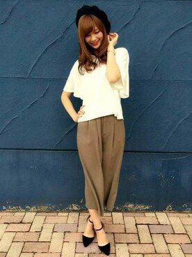 「フレア」｜「アイテム（ハンチング/ベレー帽）」を使った、INGNI（イング）さん（レディース・164cm）の秋コーディネート
