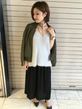「フェザー」｜「アイテム（MA-1）」を使った、INGNI（イング）さん（レディース・155cm）の秋コーディネート