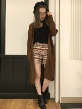 「チョーカートップス」｜「アイテム（ハンチング/ベレー帽）」を使った、INGNI（イング）さん（レディース・158cm）の秋コーディネート