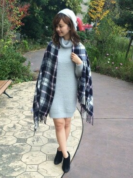 「オープンショルダー」｜「アイテム（ハンチング/ベレー帽）」を使った、INGNI（イング）さん（レディース・161cm）の秋コーディネート