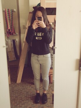 「Abercrombie&Fitch（アバークロンビーアンドフィッチ）のアイテム（スウェット）」を使った、Arrow Changさん（レディース・168cm）の秋コーディネート