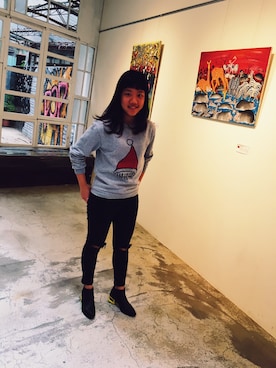 「UNIF（ユニフ）のアイテム（パンツ）」を使った、Arrow Changさん（レディース・160cm）の冬コーディネート