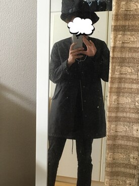 「HARE（ハレ）のアイテム（モッズコート、ブラック系）」を使った、リョータさん（メンズ・170cm）の秋コーディネート