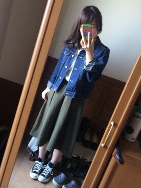 「PAGEBOY（ページボーイ）のデニムＧジャン（デニムジャケット、ブルー系）」を使った、nicoさん（レディース・160cm）の秋コーディネート