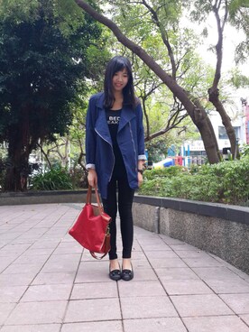 「blue」｜「アイテム（トレンチコート）」を使った、Euniceさん（レディース・161cm）の秋コーディネート