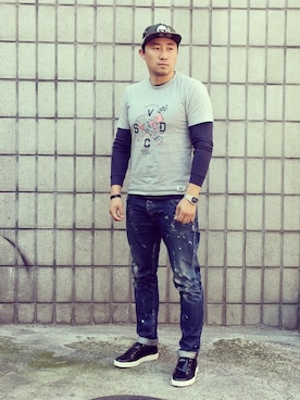 「RVCA（ルーカ）のアイテム（帽子）」を使った、AMON_movementさん（メンズ・173cm）の秋コーディネート