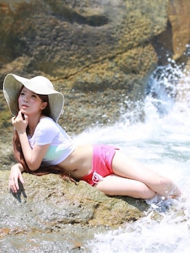 「LOVERのアイテム」を使った、Jyakubai Shuさん（レディース・157cm）の夏コーディネート