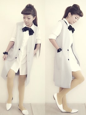 「アイテム（ベスト、シルバー系）」を使った、Jyakubai Shuさん（レディース・157cm）の秋コーディネート