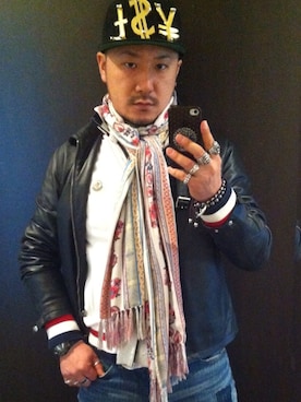 「MONCLER（モンクレール）のアイテム（ジャージ）」を使った、MatsuuraSusumuさん（メンズ・167cm）の秋コーディネート