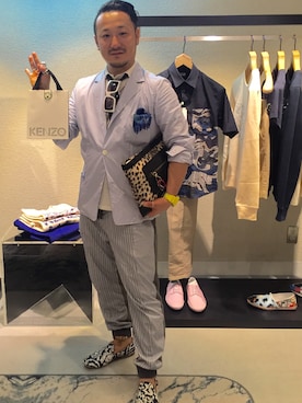 「GOLDEN GOOSE（ゴールデングース）のアイテム（テーラードジャケット）」を使った、MatsuuraSusumuさん（メンズ・167cm）の夏コーディネート