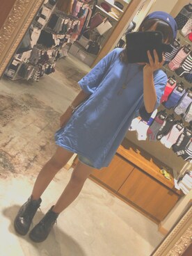 「blue」｜「アイテム（ハンチング/ベレー帽）」を使った、mayaさん（レディース・157cm）の秋コーディネート