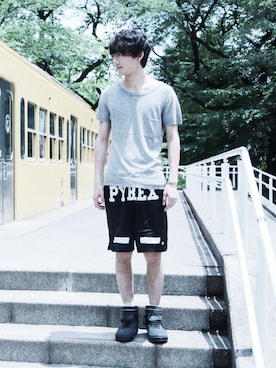「PYREX VISION（パイレックスヴィジョン）のアイテム（その他パンツ）」を使った、TSUNAさん（メンズ・174cm）の夏コーディネート
