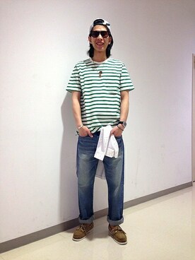 「AVIREX（アヴィレックス）のアイテム（キャップ）」を使った、SASAMURAさん（メンズ・175cm）の春コーディネート
