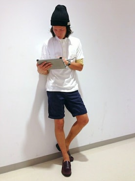 「TYPE BLUE（タイプブルー）のアイテム（ポロシャツ）」を使った、SASAMURAさん（メンズ・175cm）の夏コーディネート
