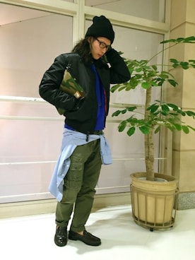 「アイテム（クラッチバッグ、その他）」を使った、SASAMURAさん（メンズ・175cm）の冬コーディネート