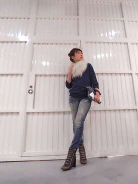 「DIESEL（ディーゼル）のアイテム（ストール/ショール）」を使った、assaさん（レディース・160cm）の秋コーディネート